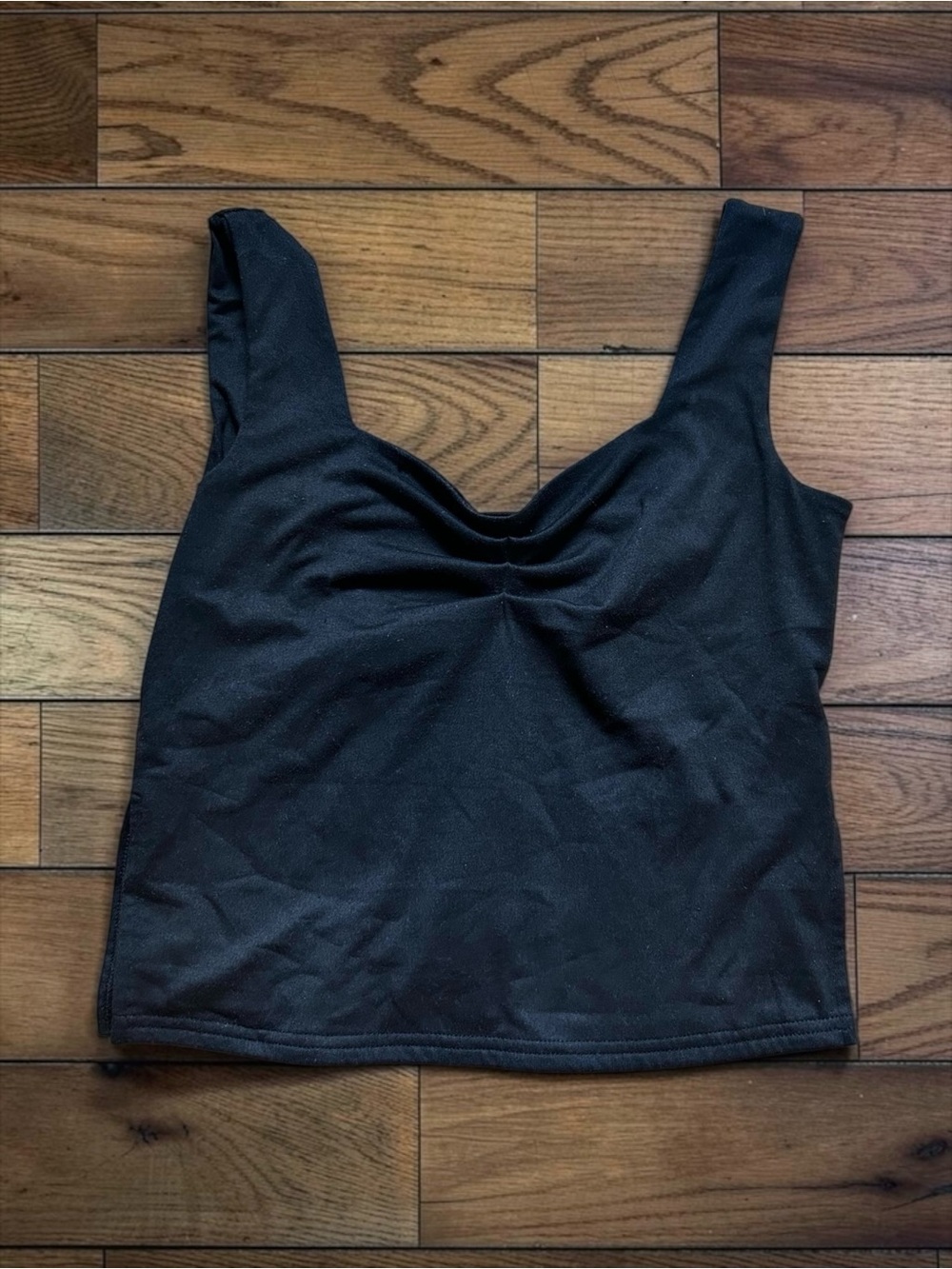 SHEIN Black Ruched Front Tank Top Size S